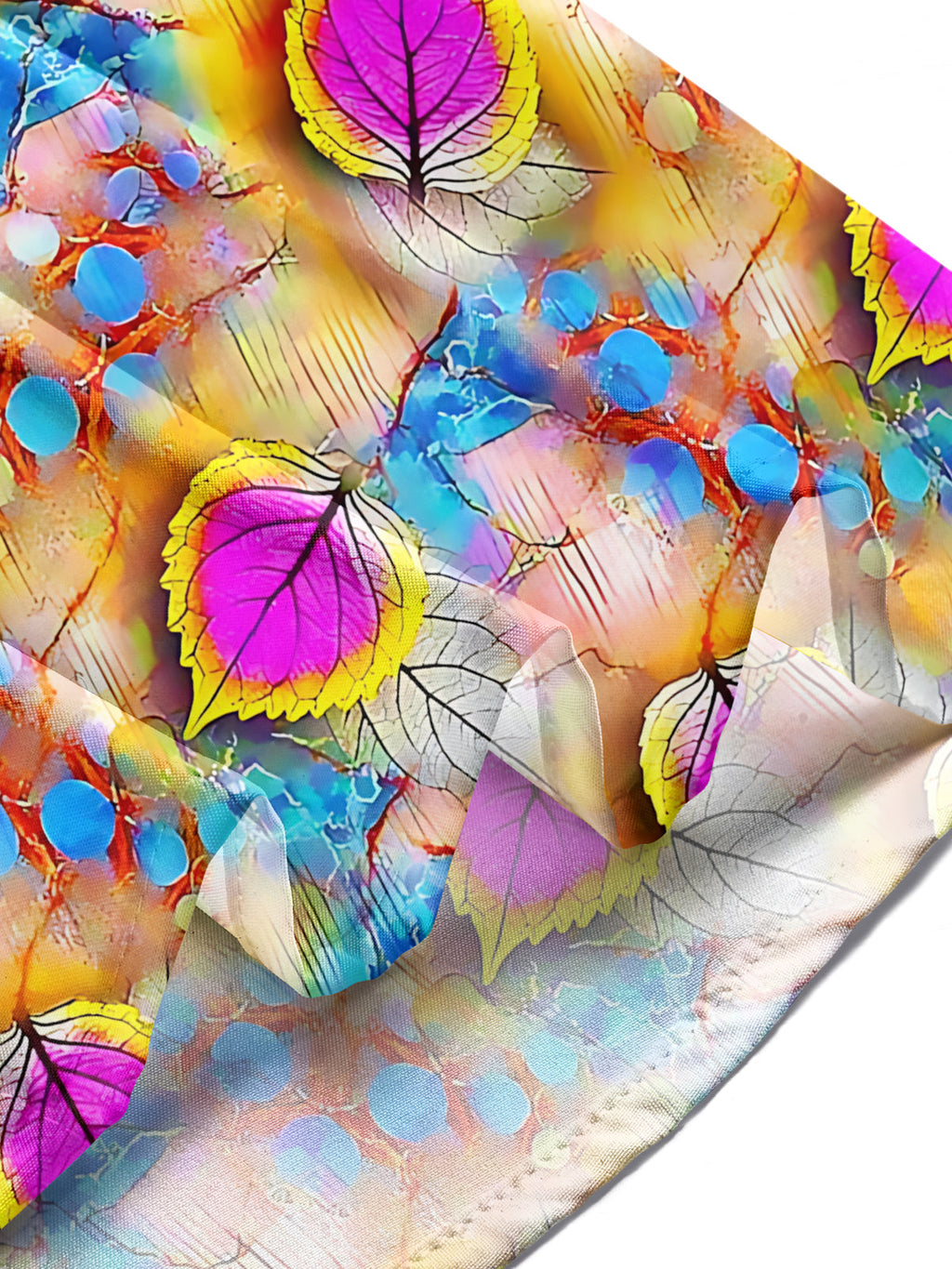 Oceanlyte Men's Hawaiian Colorful Leaf Pattern Long Sleeve Shirt with Chest Pocket