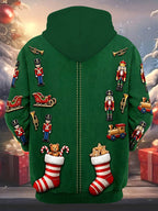Oceanlyte Men's Graphic Holiday Pattern Winter Festive Print Long Sleeve Hoodie with Chest Pocket