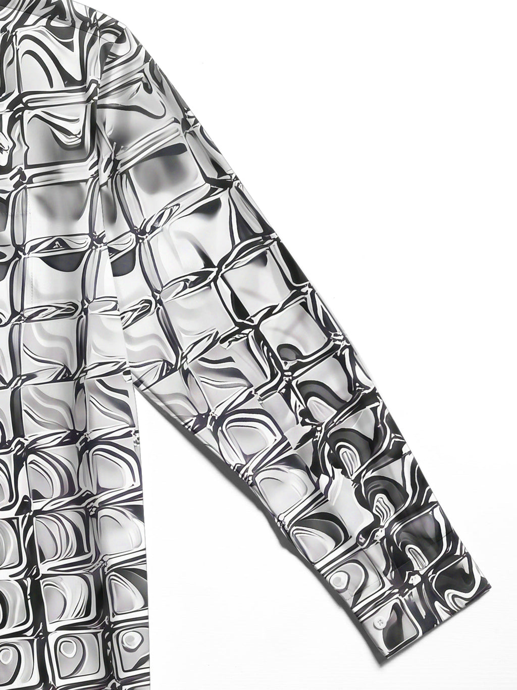 Oceanlyte Men's Patterned Distorted Liquid Squares Print Long Sleeve Shirt with Chest Pocket