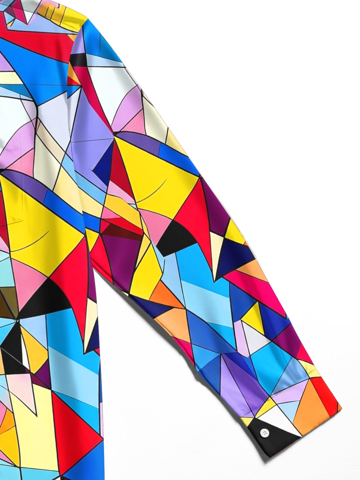 Oceanlyte Men's Printed Colorful Geometric Shapes Print Long Sleeve Shirt with Chest Pocket