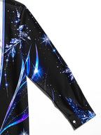 Oceanlyte Men's Long Sleeve Shirt - Crystal Snowflakes And Geometric Ice Patterns Print with Chest Pocket