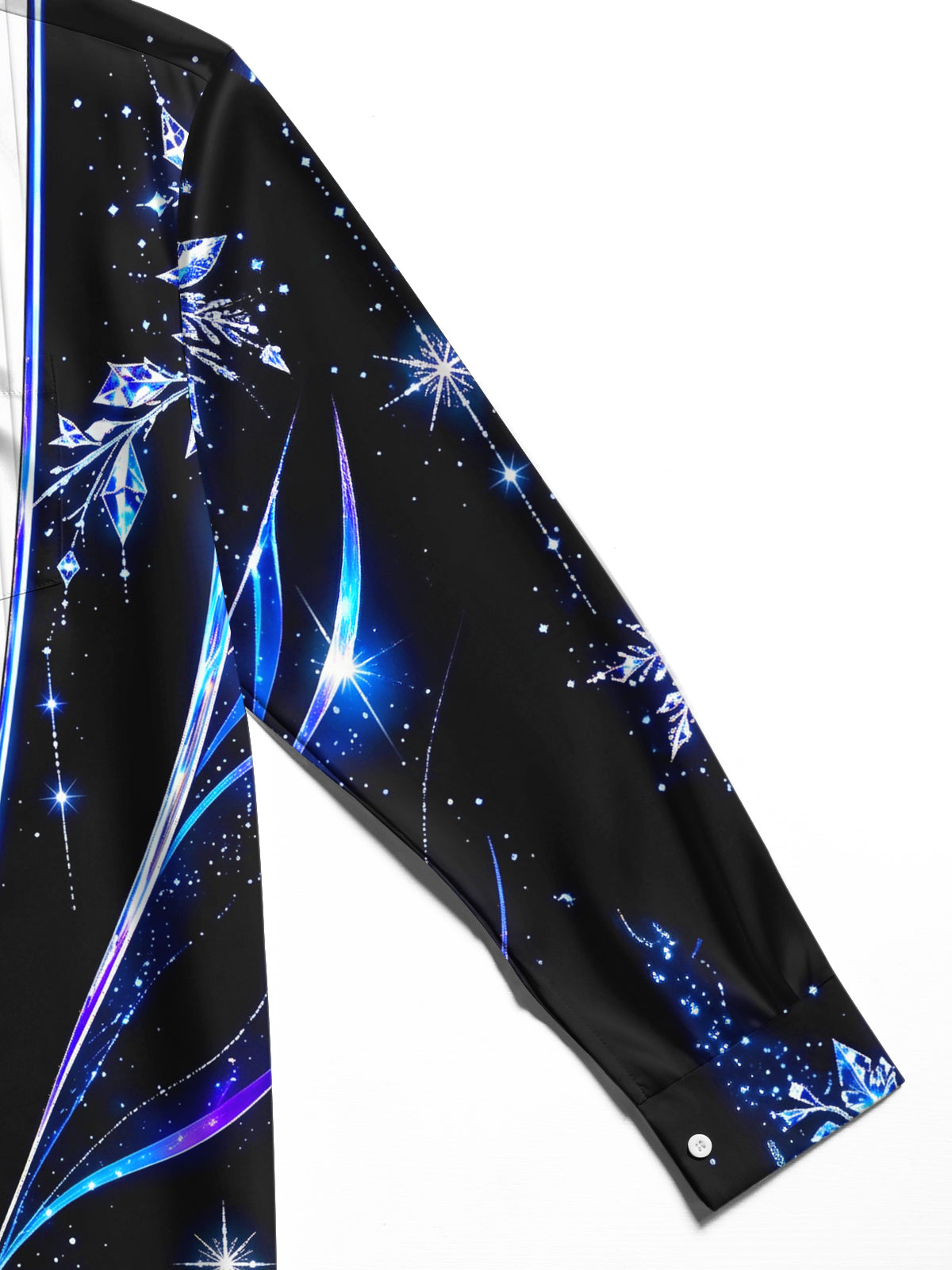 Oceanlyte Men's Long Sleeve Shirt - Crystal Snowflakes And Geometric Ice Patterns Print with Chest Pocket