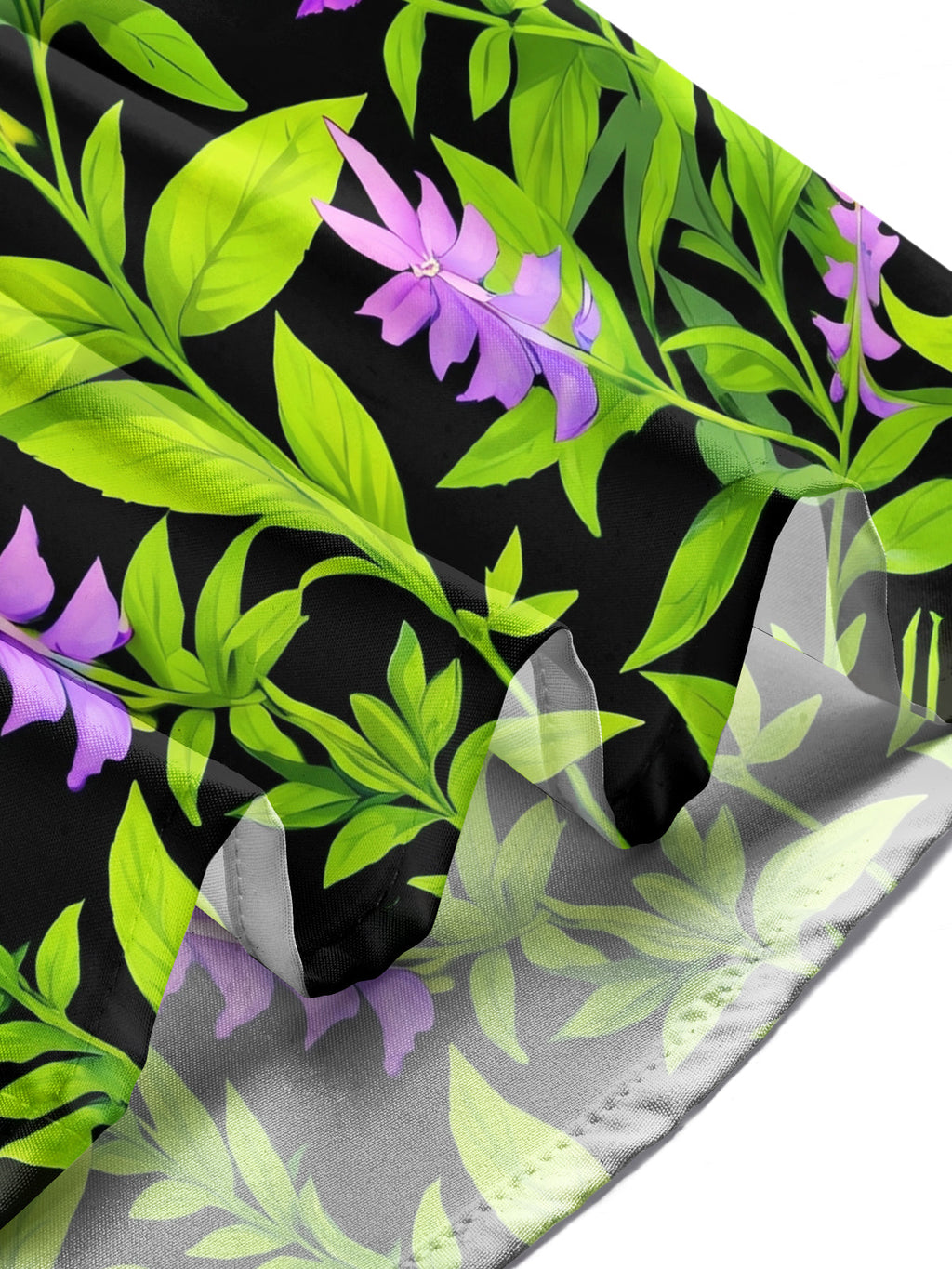Oceanlyte Men's Hawaiian Purple Flowers Print Long Sleeve Shirt with Chest Pocket