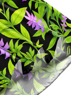 Oceanlyte Men's Hawaiian Purple Flowers Print Long Sleeve Shirt with Chest Pocket