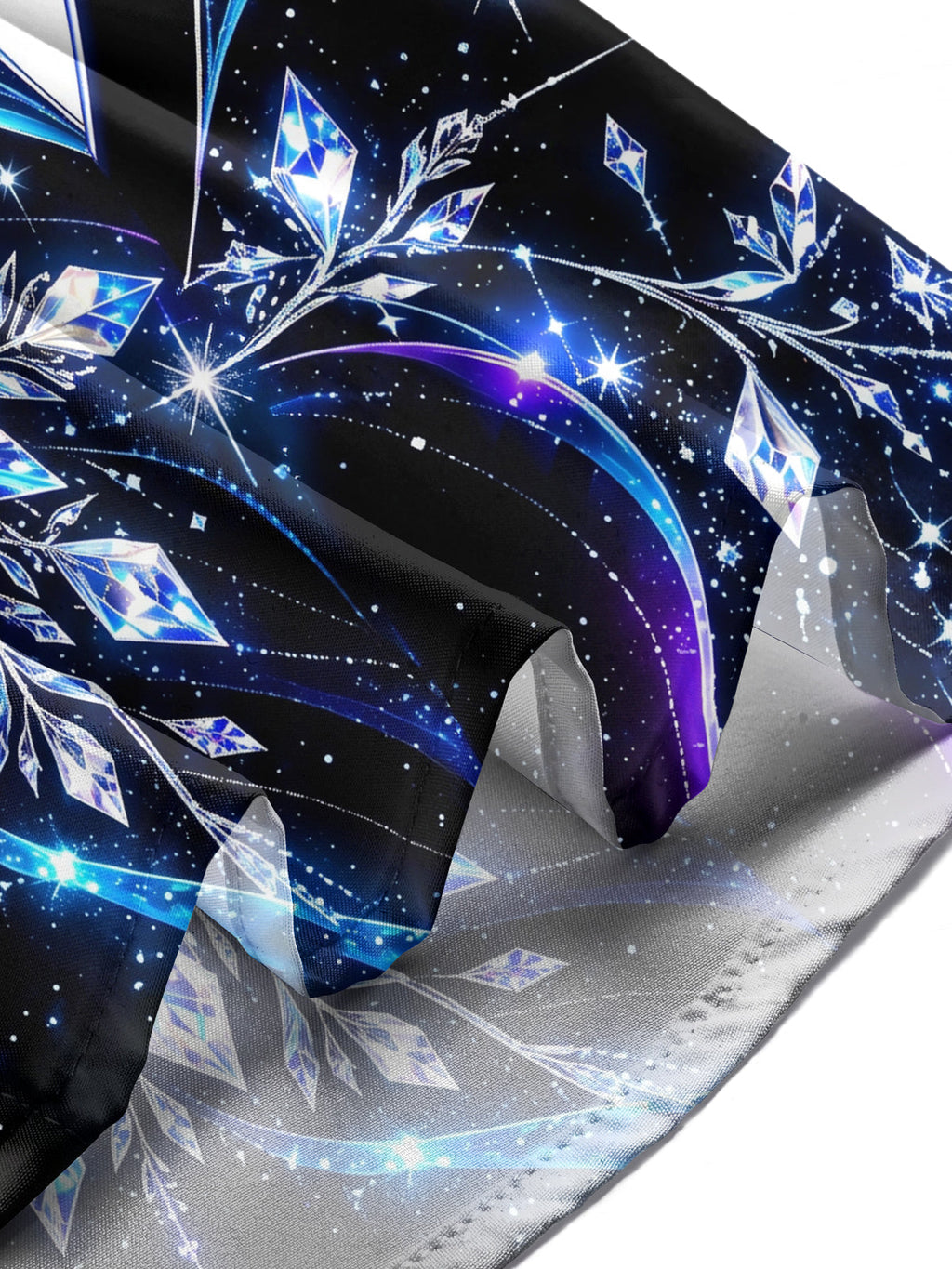 Oceanlyte Men's Long Sleeve Shirt - Crystal Snowflakes And Geometric Ice Patterns Print with Chest Pocket