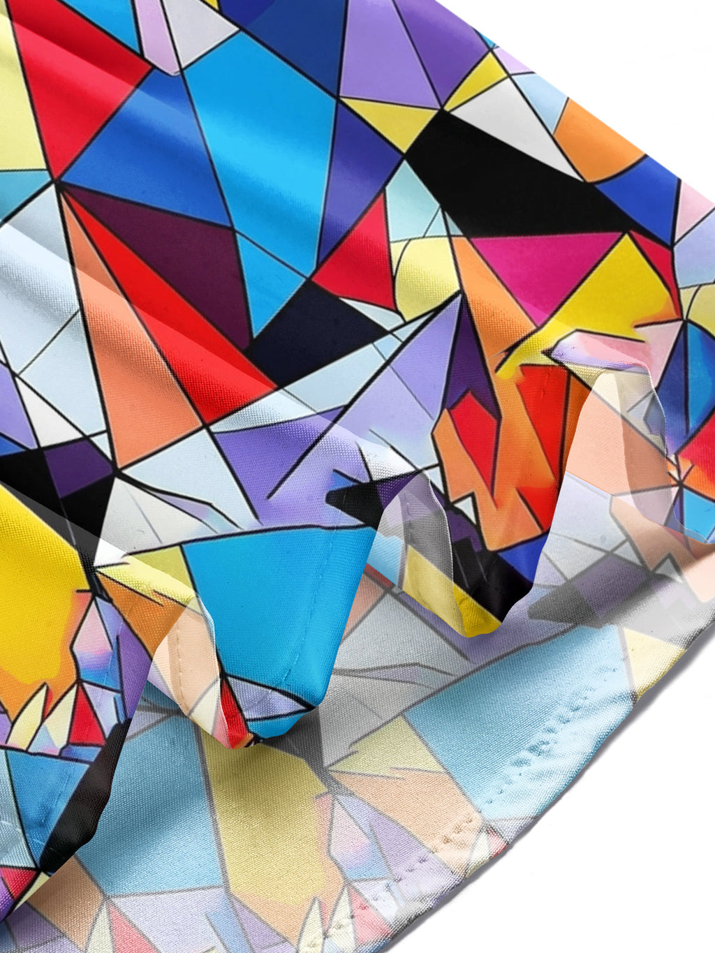 Oceanlyte Men's Printed Colorful Geometric Shapes Print Long Sleeve Shirt with Chest Pocket