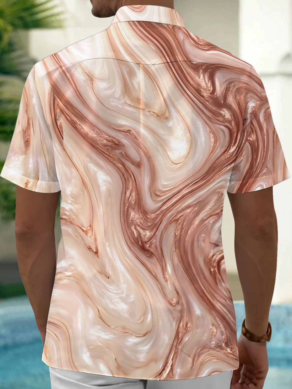 Oceanlyte Men's Printed Abstract Swirl Pattern Short Sleeve Shirt with Chest Pocket