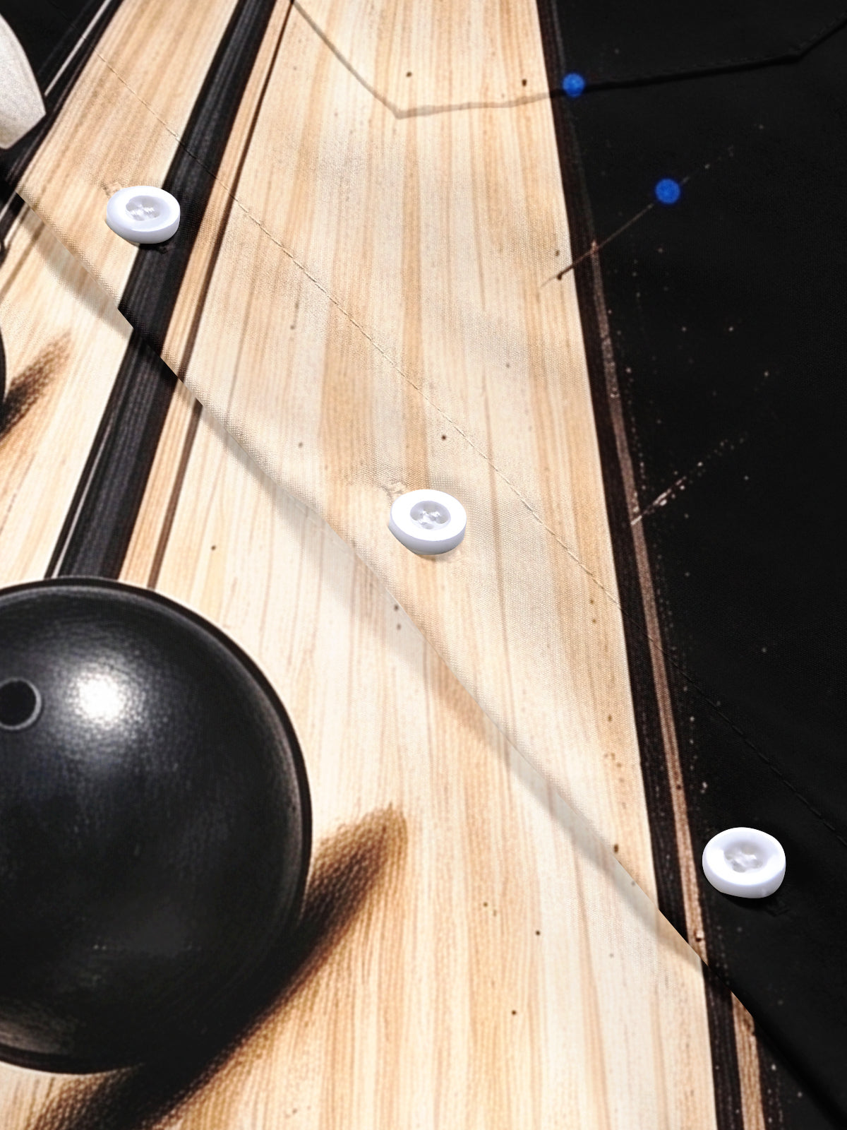 Oceanlyte Men's Bowling Pins And Bowling Balls On Lane Print Short Sleeve Shirt with Chest Pocket