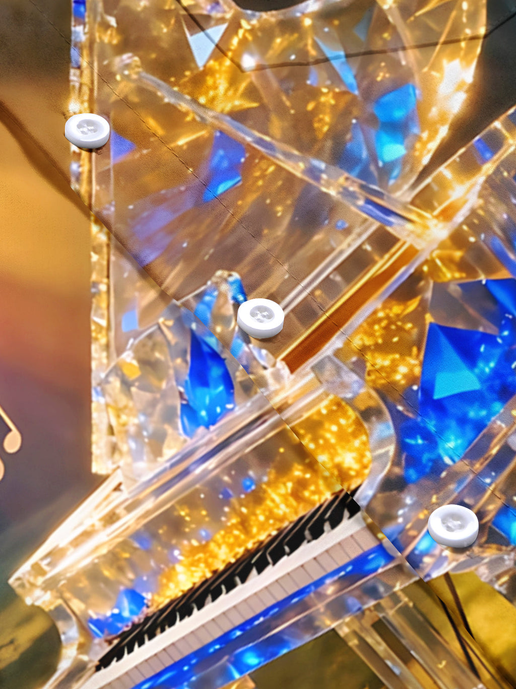 Oceanlyte Men's Printed Crystal Piano Print Short Sleeve Shirt with Chest Pocket
