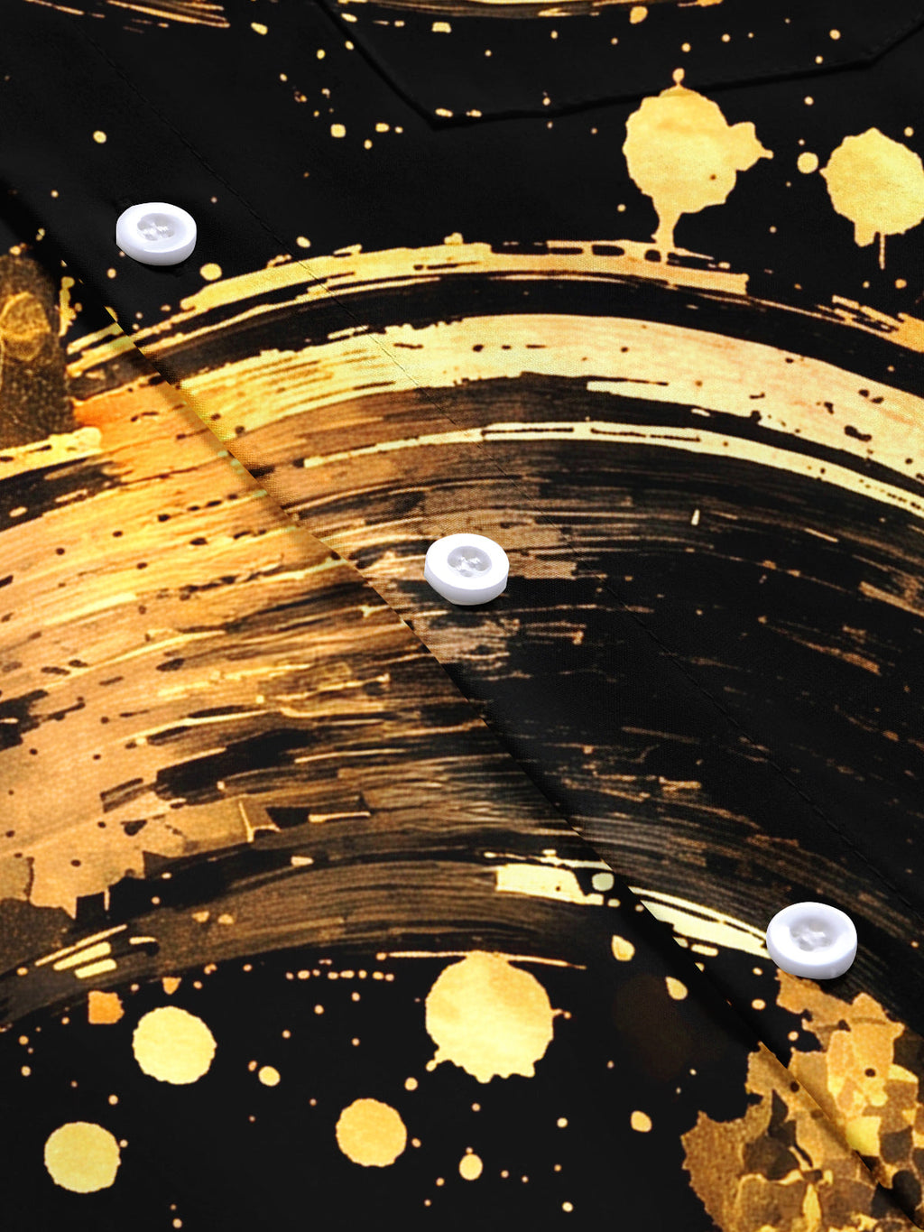 Oceanlyte Men's Short Sleeve Shirt - Abstract Gold And Black Swirls With Splatters Print with Chest Pocket