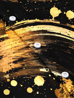Oceanlyte Men's Short Sleeve Shirt - Abstract Gold And Black Swirls With Splatters Print with Chest Pocket