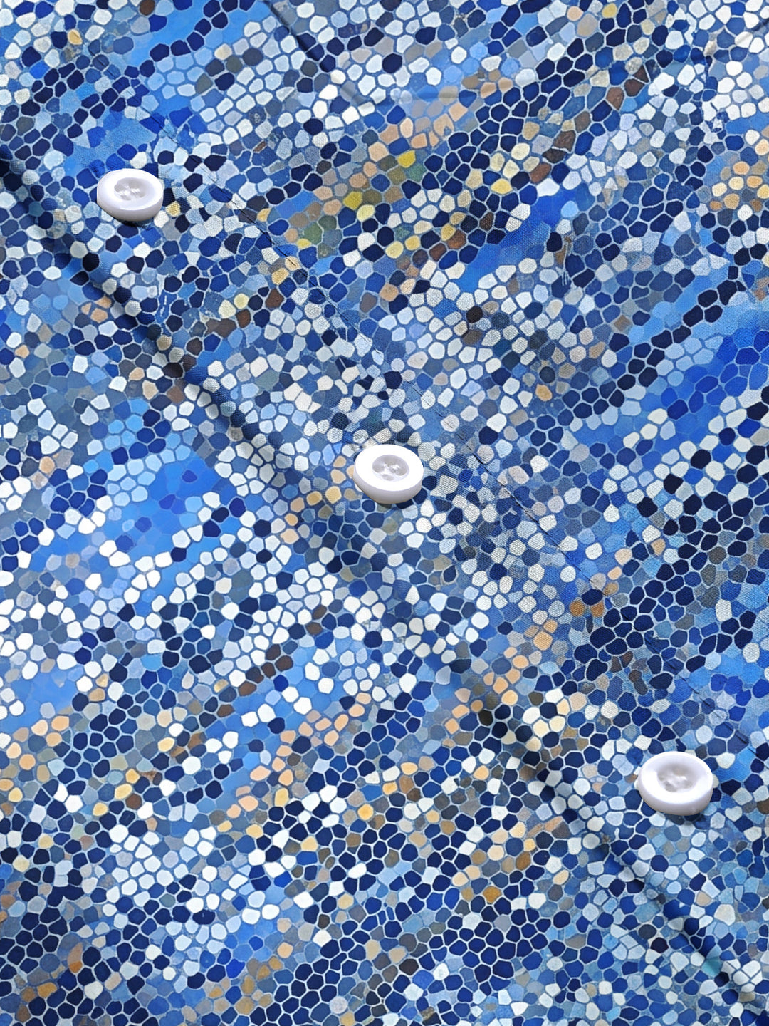 Oceanlyte Men's Patterned Mosaic Tile Pattern Long Sleeve Shirt with Chest Pocket