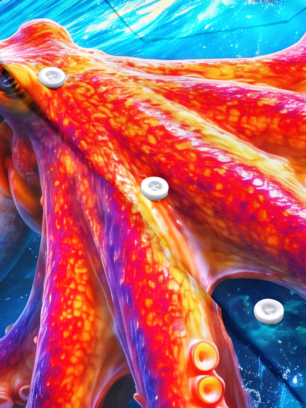 Oceanlyte Men's Hawaiian Octopus And Coral Reef Print Short Sleeve Shirt with Chest Pocket