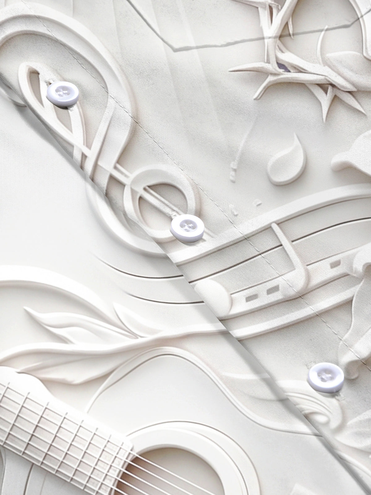 Oceanlyte Men's Short Sleeve Shirt - Embossed Guitar And Cross With Lily Flowers Print with Chest Pocket