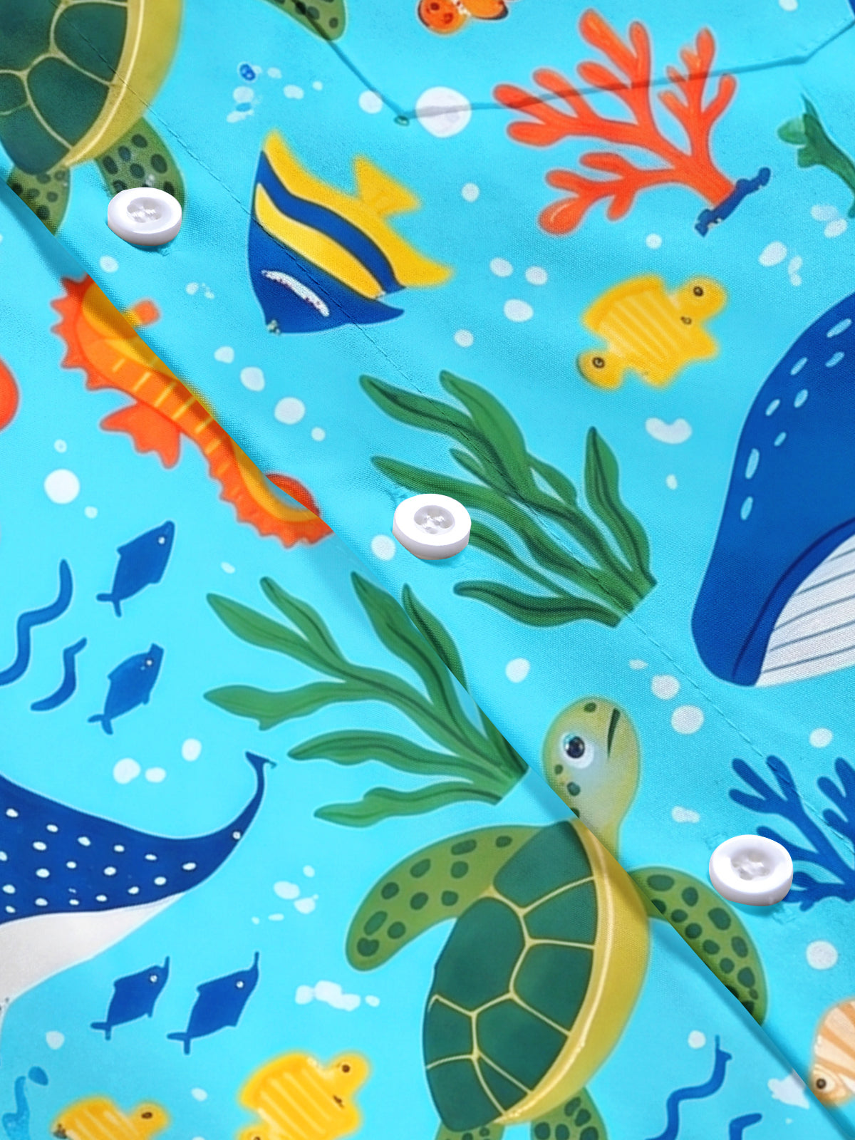 Oceanlyte Men's Marine Life And Ocean Creatures Print Short Sleeve Shirt with Chest Pocket