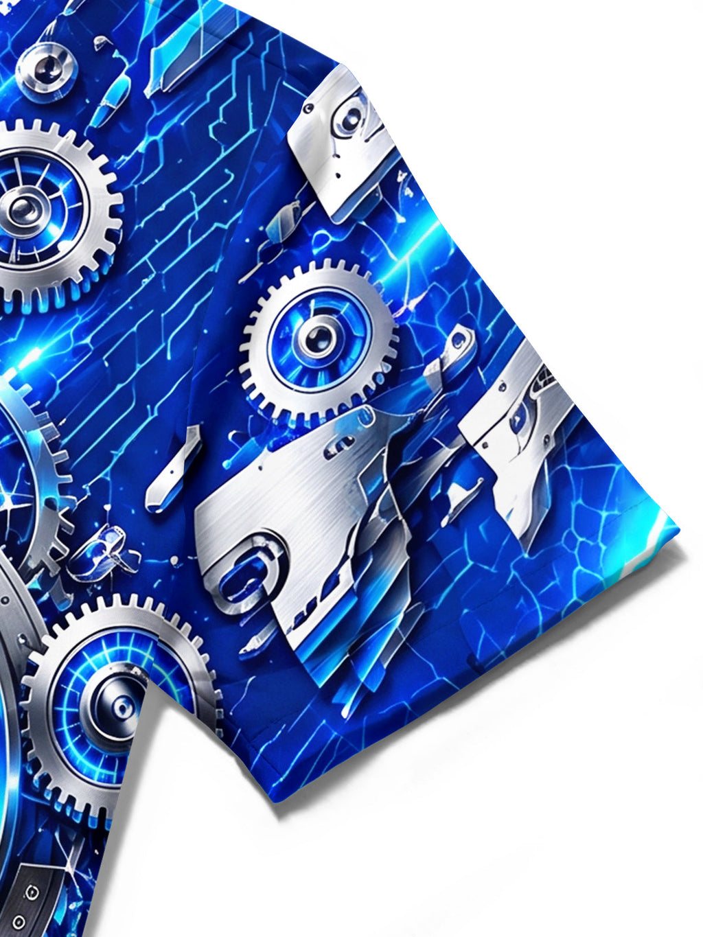Oceanlyte Men's Graphic Mechanical Turbine Gear Print Short Sleeve Shirt with Chest Pocket