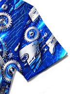 Oceanlyte Men's Graphic Mechanical Turbine Gear Print Short Sleeve Shirt with Chest Pocket