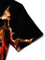 Oceanlyte Men's Short Sleeve Shirt - Black Cat With Red Eyes Bursting Through Fabric Print with Chest Pocket