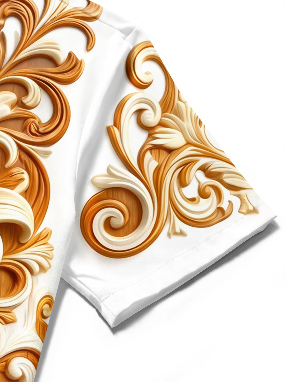 Oceanlyte Men's 3D Carved Floral Lilies And Scrollwork Print Short Sleeve Shirt with Chest Pocket