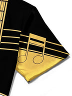 Oceanlyte Men's Graphic Guitar Print Musical Notes Print Short Sleeve Shirt with Chest Pocket