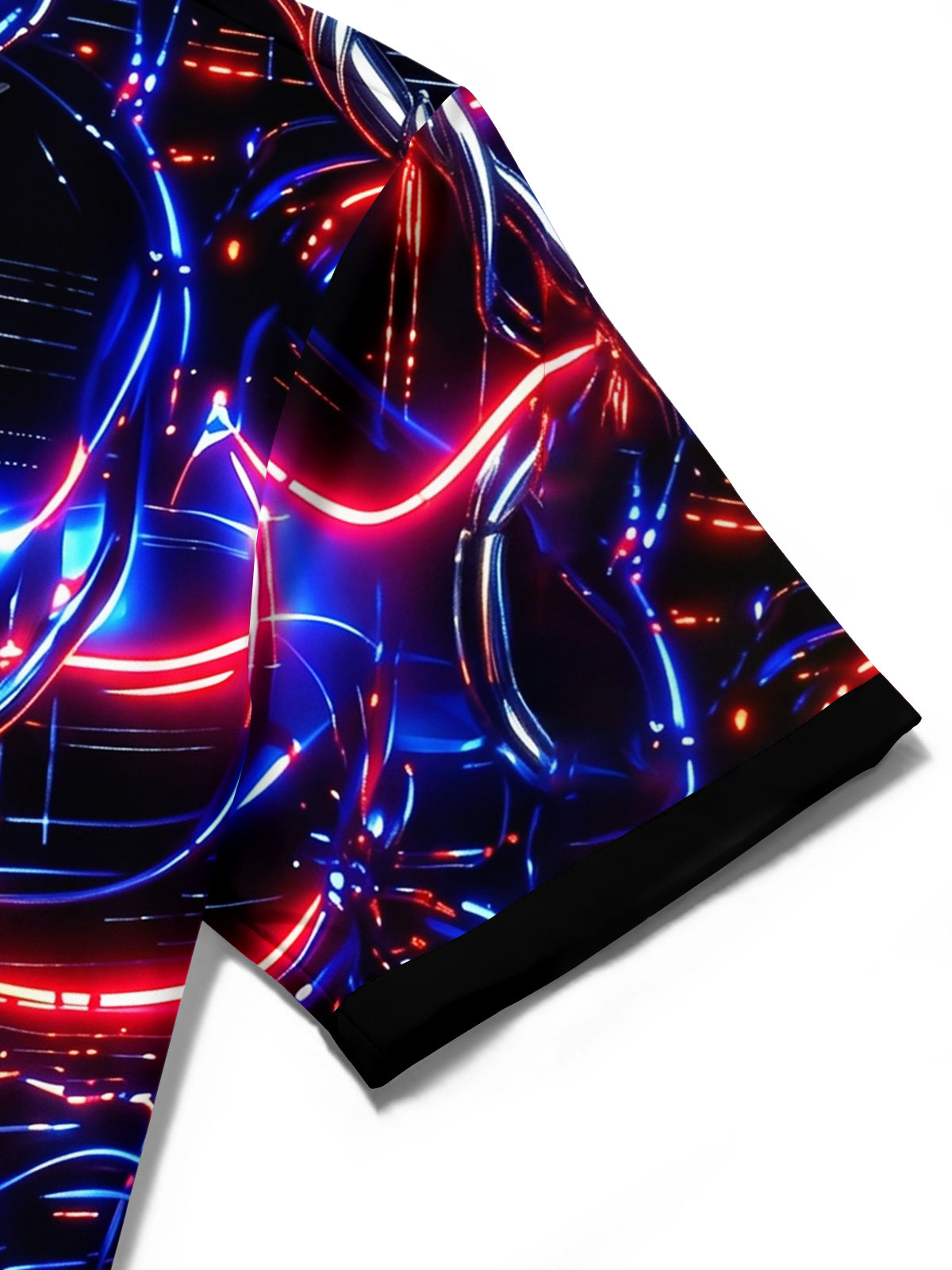 Oceanlyte Men's Patterned Neon Circuit Lines Print Short Sleeve Shirt with Chest Pocket