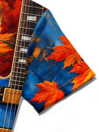 Oceanlyte Men's Graphic Autumn Maple Leaves Print Short Sleeve Shirt with Chest Pocket