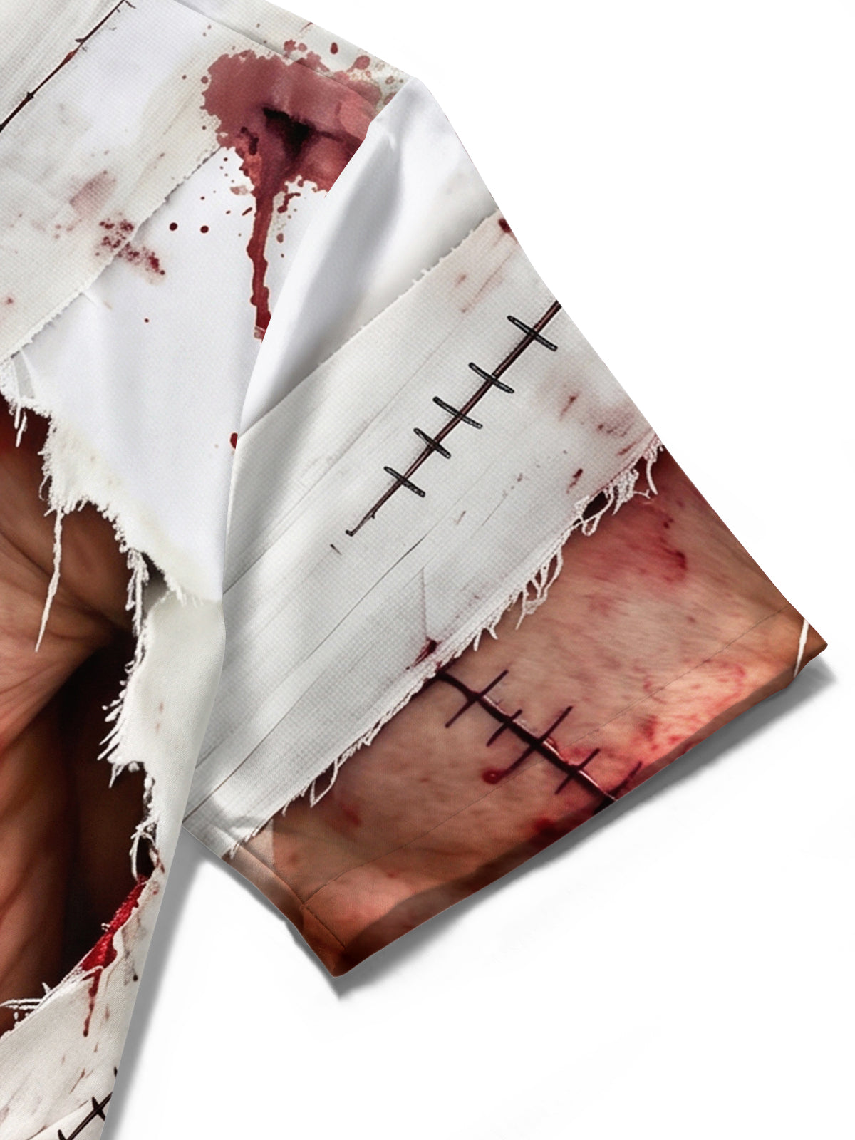 Oceanlyte Men's Short Sleeve Shirt - Halloween Zombie Bandage And Blood Splatter Print with Chest Pocket