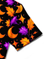 Oceanlyte Men's Halloween Bats And Crescent Moons Print Short Sleeve Shirt with Chest Pocket