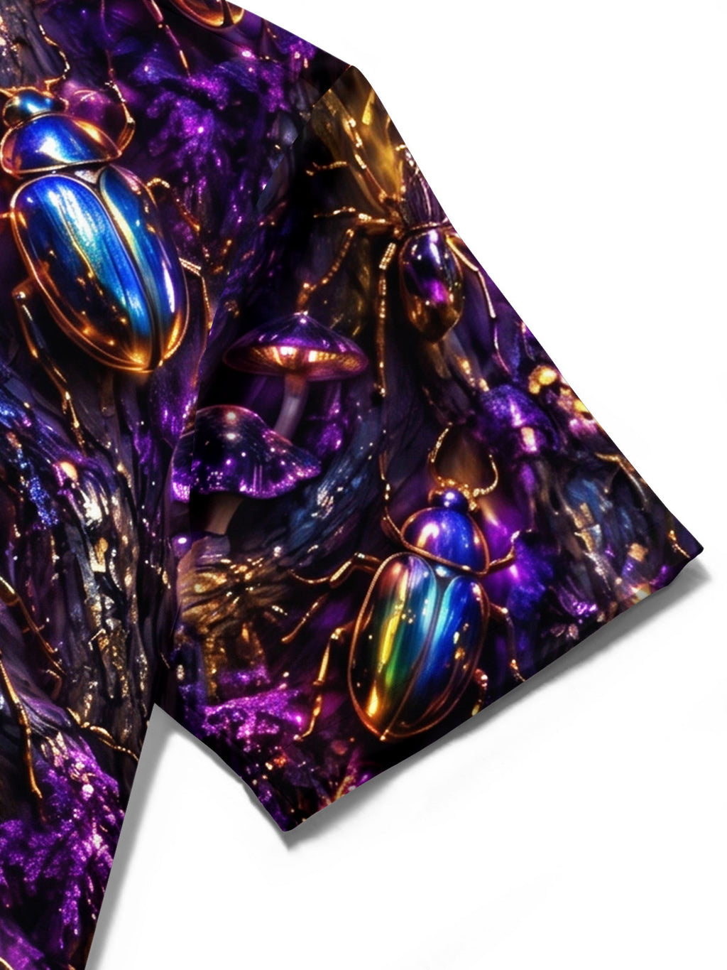 Oceanlyte Men's Short Sleeve Shirt - Iridescent Beetles Butterflies And Spiders Print with Chest Pocket