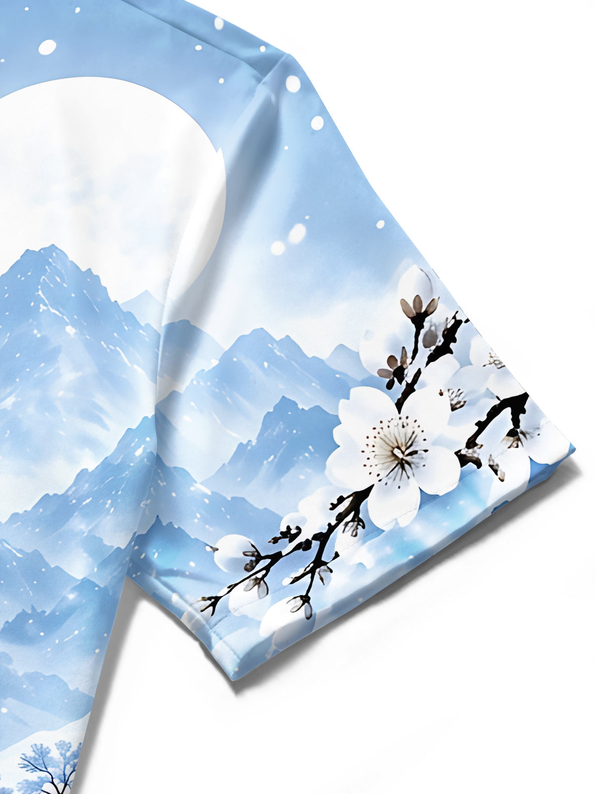 Oceanlyte Men's Short Sleeve Shirt - Winter Snowy Landscape With Cherry Blossoms Print with Chest Pocket