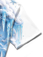 Oceanlyte Men's Graphic Ice Castle And Winter Landscape Print Short Sleeve Shirt with Chest Pocket
