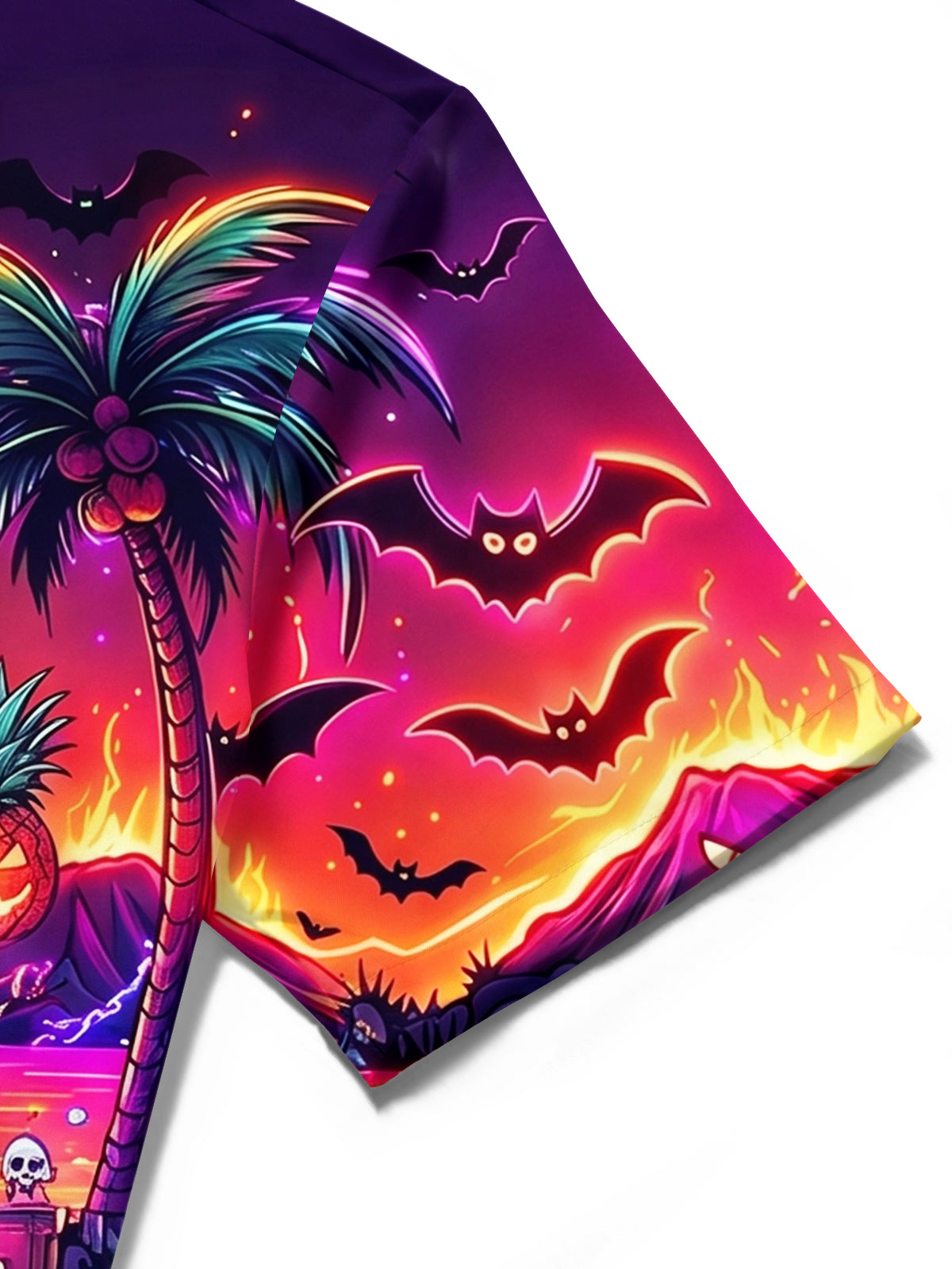 Oceanlyte Men's Halloween Monster And Jack-o-lanterns Print Short Sleeve Shirt with Chest Pocket
