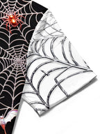 Oceanlyte Men's Short Sleeve Shirt - Halloween Pumpkins Bats Spiders And Spiderwebs Print with Chest Pocket
