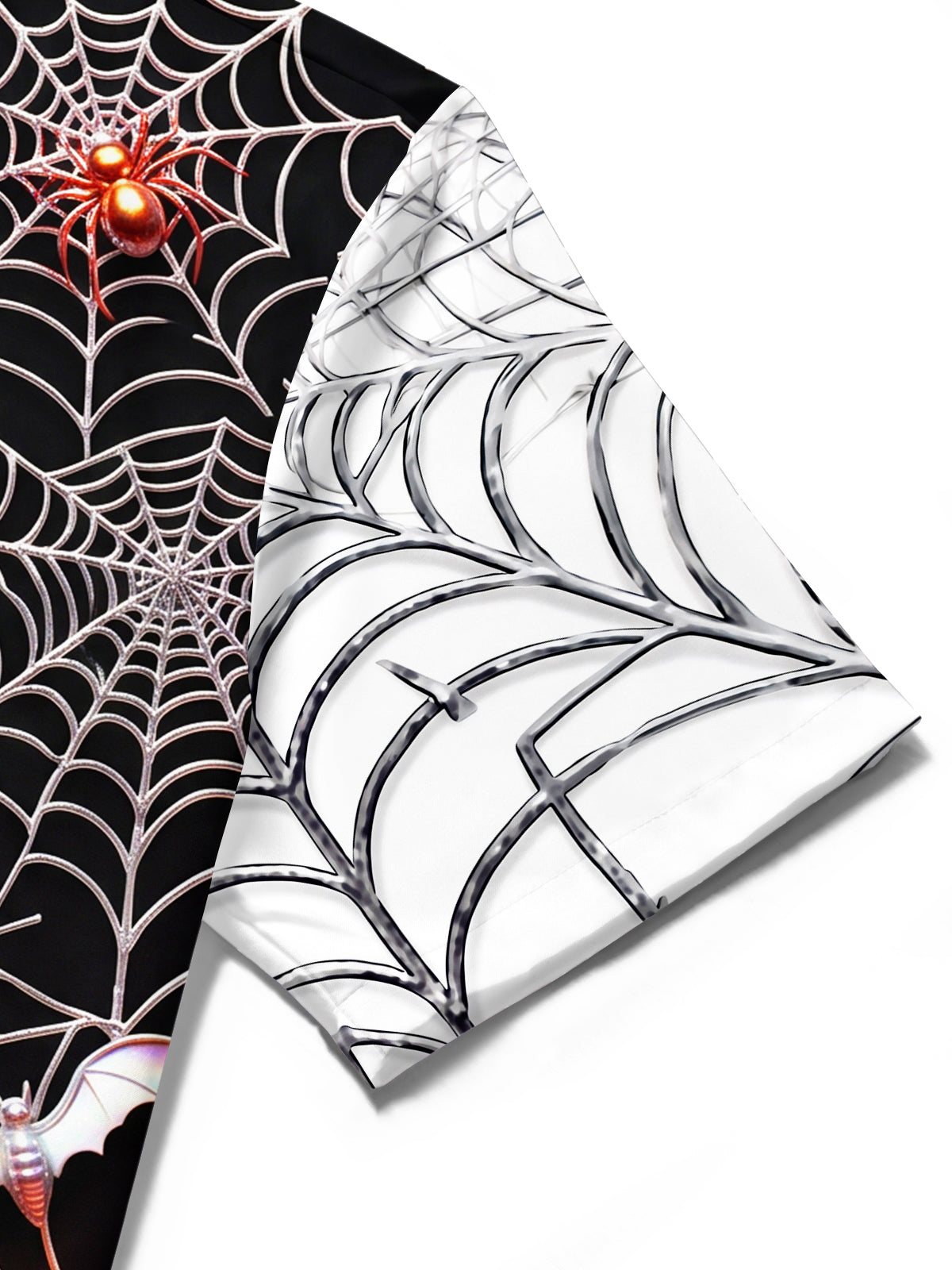 Oceanlyte Men's Short Sleeve Shirt - Halloween Pumpkins Bats Spiders And Spiderwebs Print with Chest Pocket