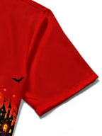 Oceanlyte Men's Graphic Halloween Witch And Pumpkins Print Short Sleeve Shirt with Chest Pocket