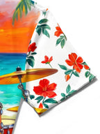 Oceanlyte Men's Hawaiian Drum Set With Red Flowers Print Short Sleeve Shirt with Chest Pocket