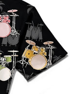 Oceanlyte Men's Hawaiian Drum Set Pattern Short Sleeve Shirt with Chest Pocket