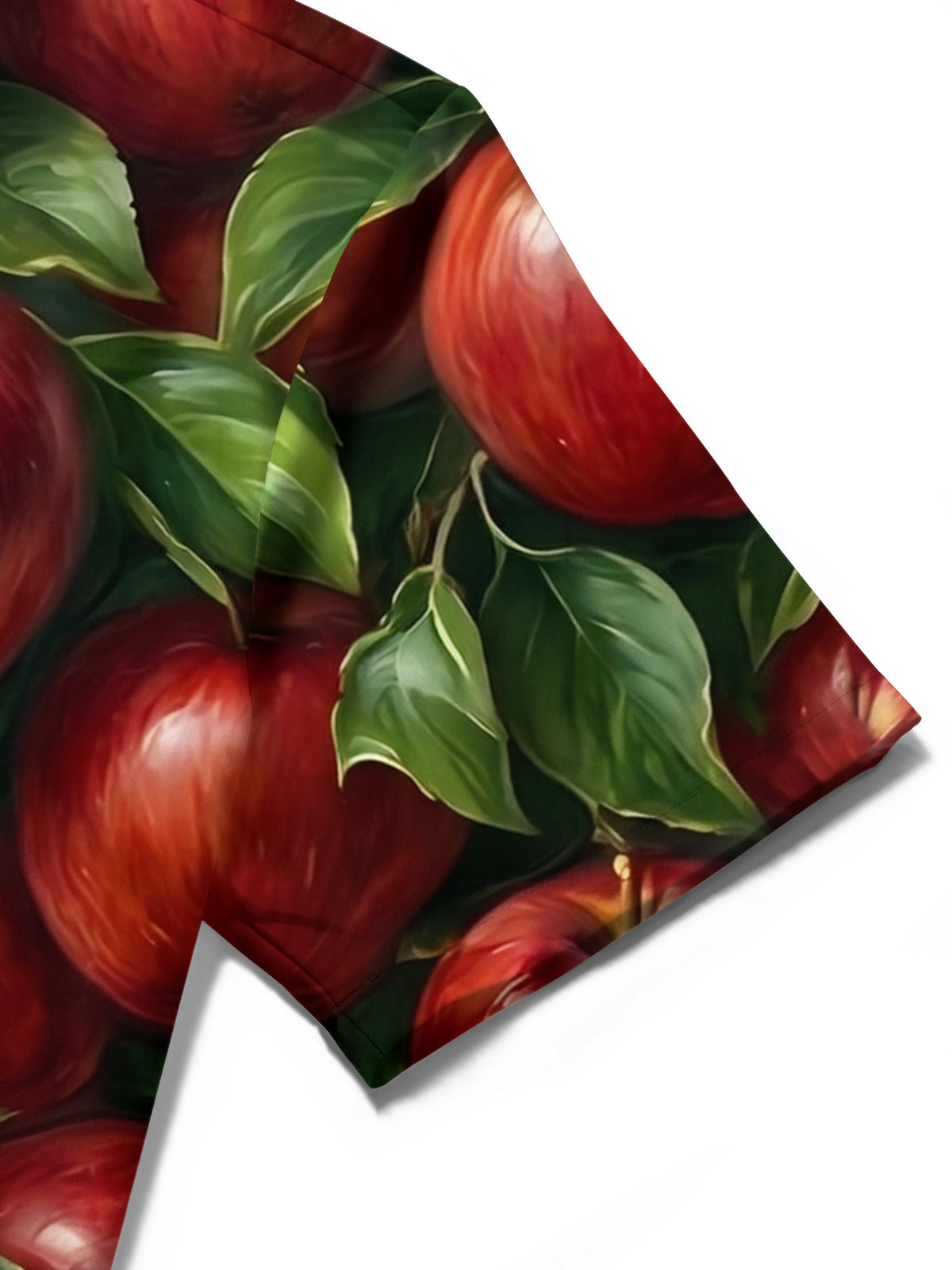 Oceanlyte Men's Hawaiian Red Apples And Green Leaves Print Short Sleeve Shirt with Chest Pocket