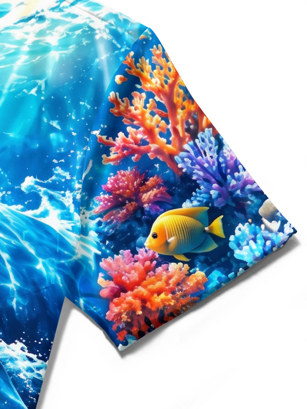 Oceanlyte Men's Hawaiian Blue Whale And Coral Reef Print Short Sleeve Shirt with Chest Pocket