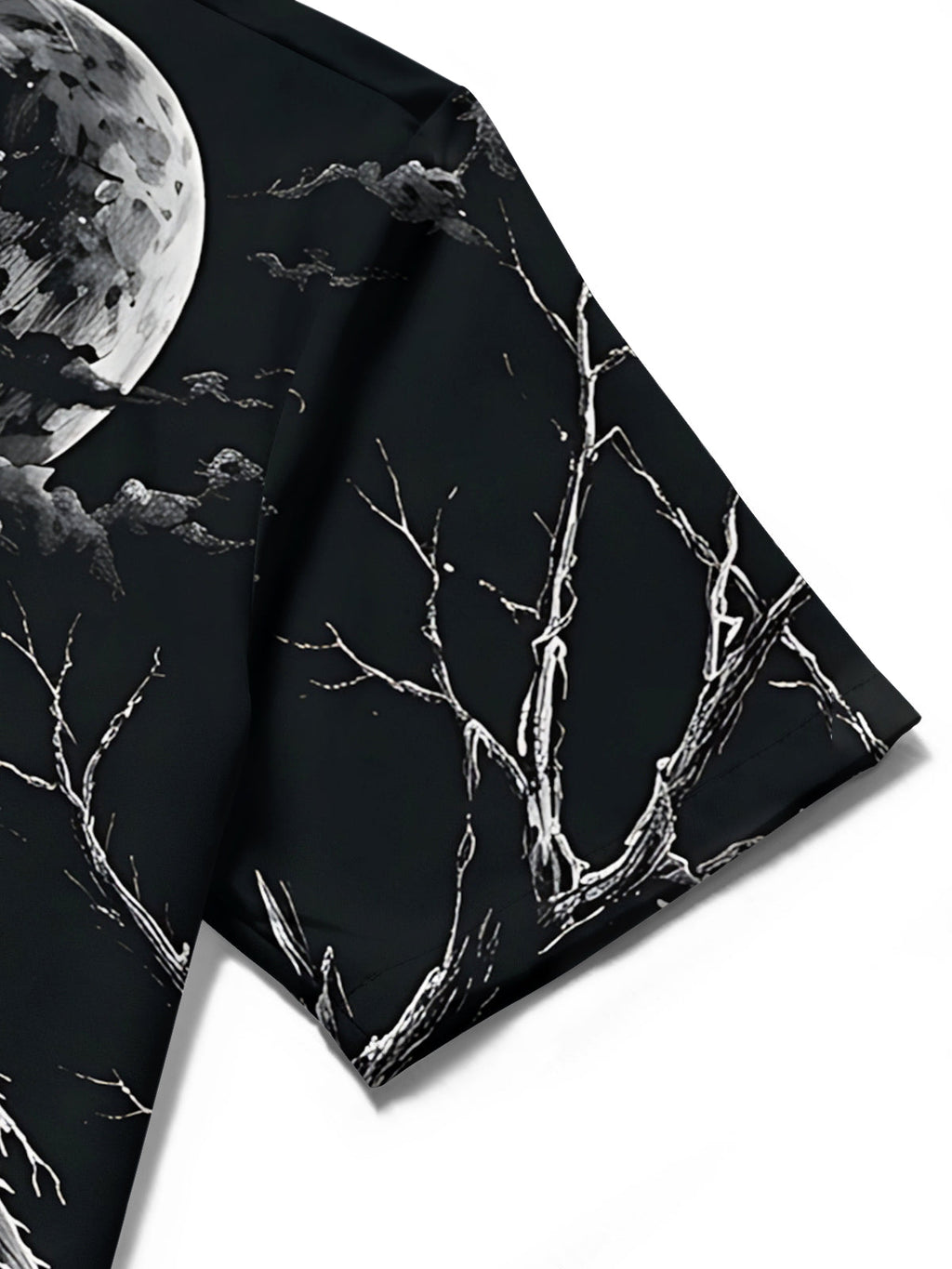 Oceanlyte Men's Graphic Halloween Crow And Moon Print Short Sleeve Shirt with Chest Pocket