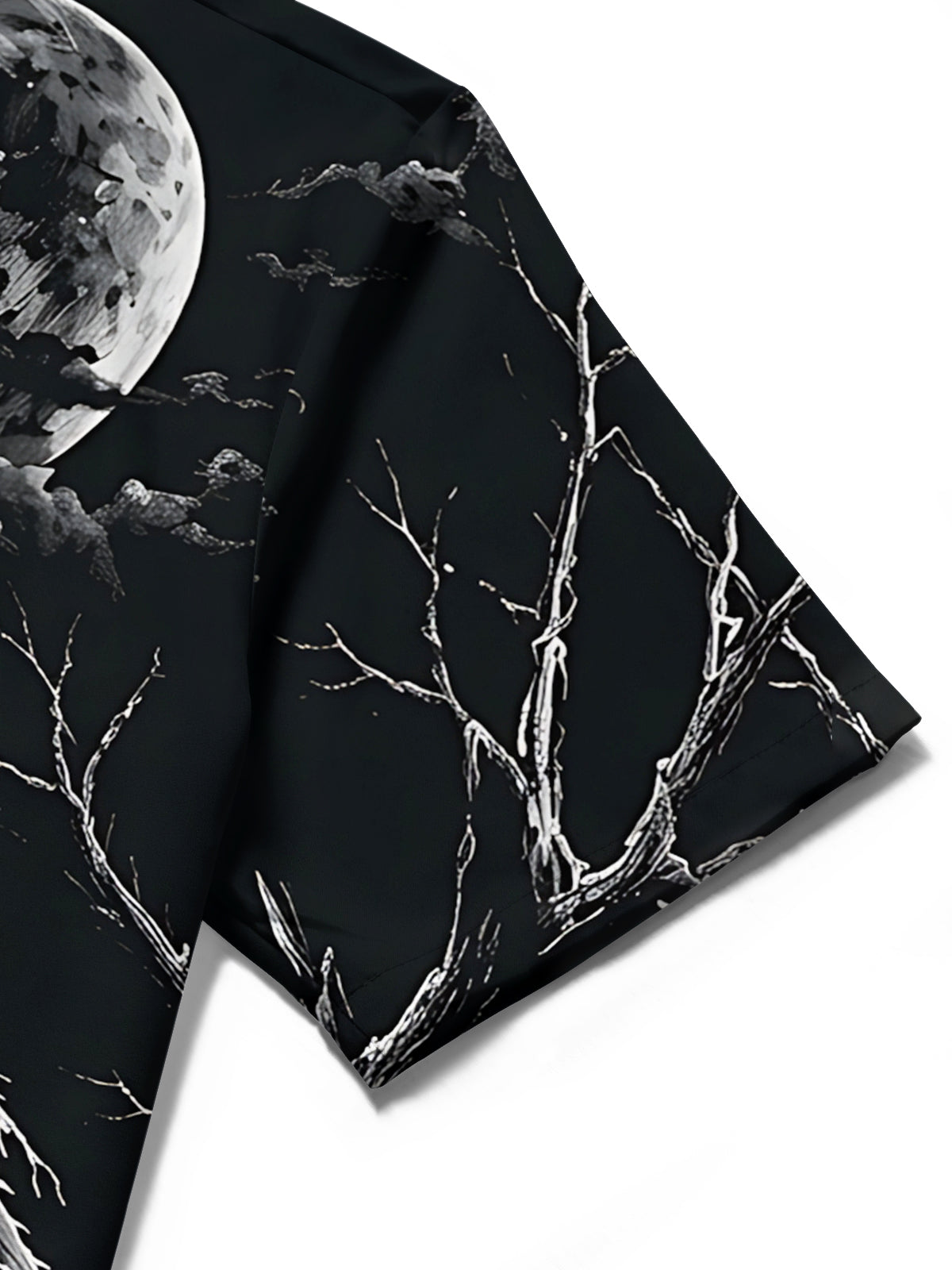 Oceanlyte Men's Graphic Halloween Crow And Moon Print Short Sleeve Shirt with Chest Pocket