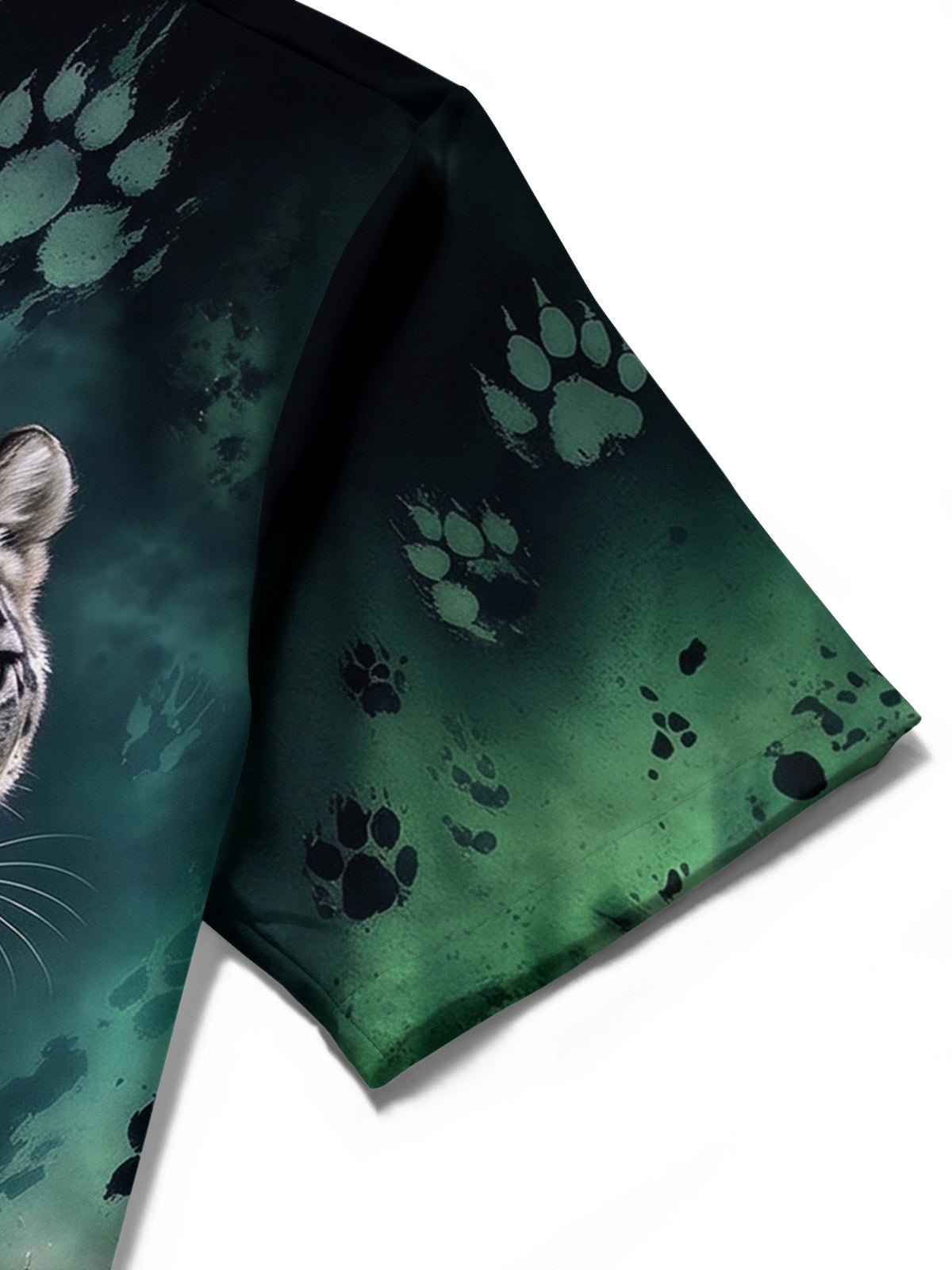 Oceanlyte Men's Snow Leopard Walking Print Short Sleeve Stand Collar Shirt with Chest Pocket