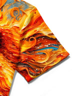 Oceanlyte Men's Wolf Head With Fire And Water Swirls Print Short Sleeve Shirt with Chest Pocket