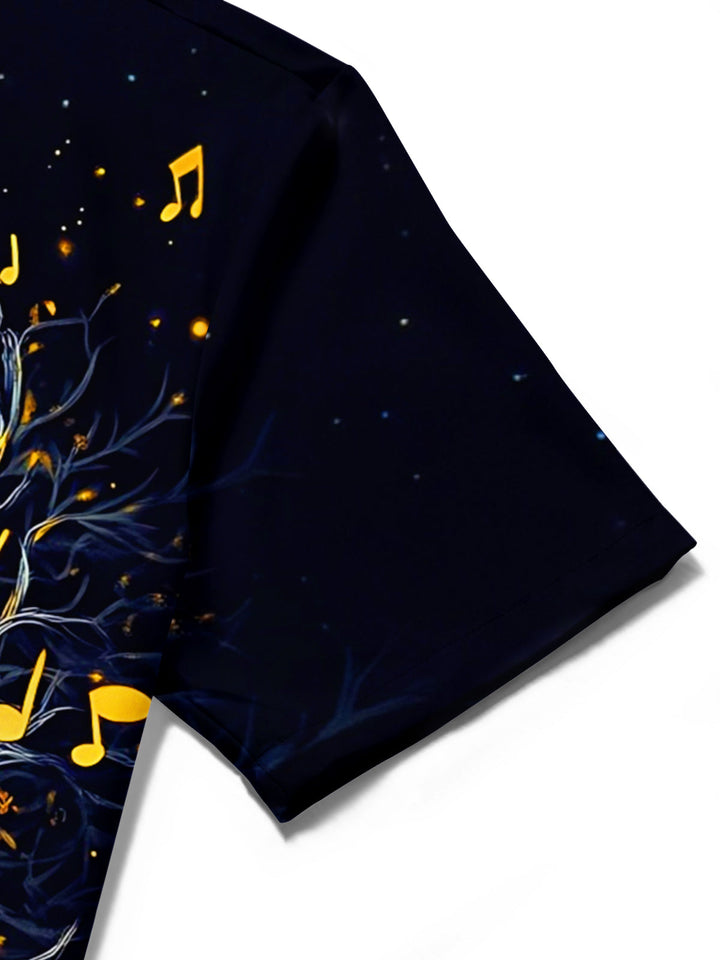 Oceanlyte Men's Graphic Saxophone Tree Print Short Sleeve Shirt with Chest Pocket