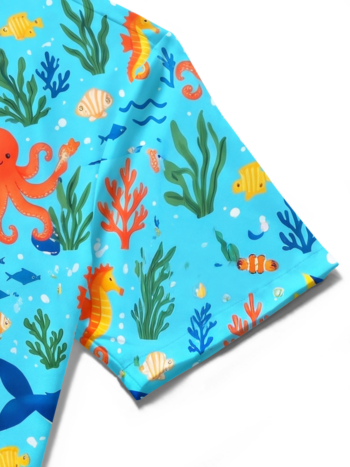 Oceanlyte Men's Marine Life And Ocean Creatures Print Short Sleeve Shirt with Chest Pocket