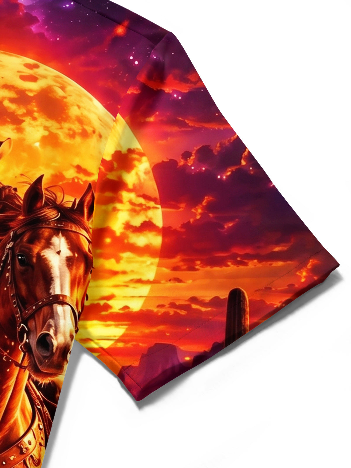 Oceanlyte Men's Printed Cowboy On Horse Print Short Sleeve Shirt with Chest Pocket