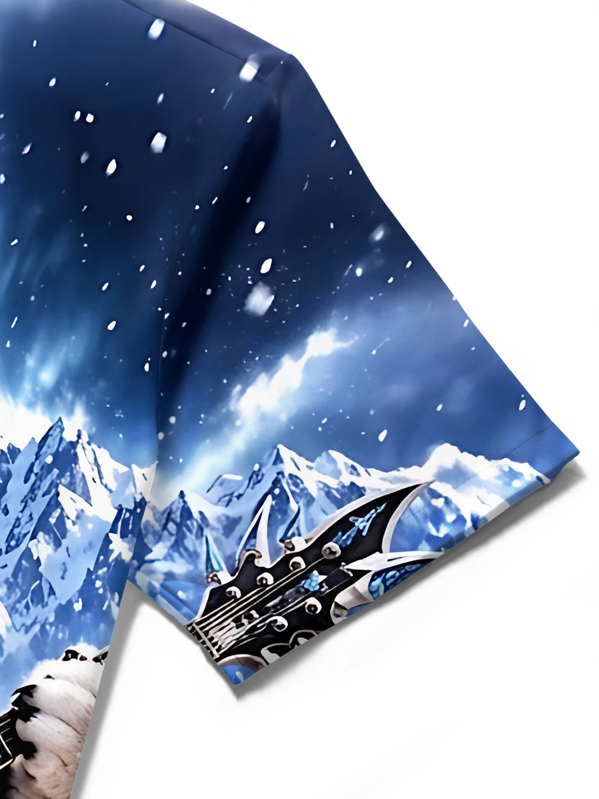 Oceanlyte Men's Graphic Polar Bear Rock Musician Print Short Sleeve Shirt with Chest Pocket