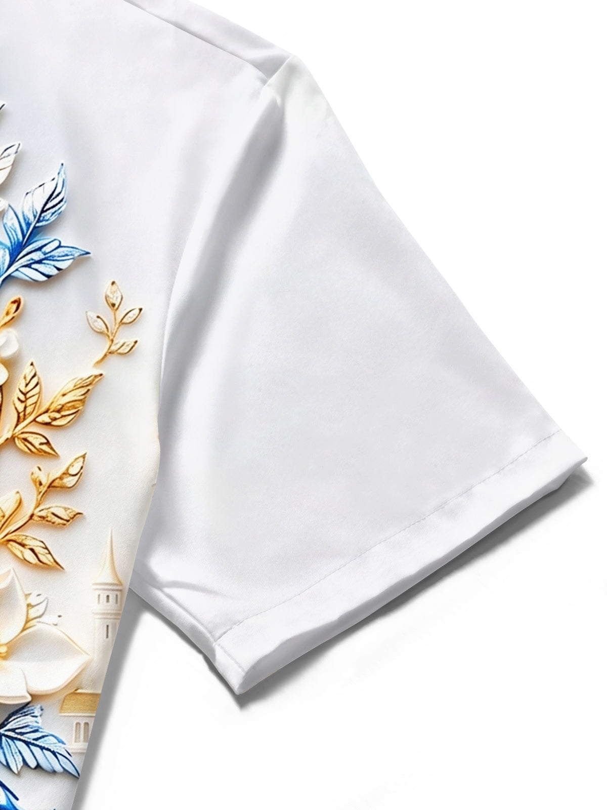 Oceanlyte Men's Printed Peacock Print Floral Relief Print Short Sleeve Shirt with Chest Pocket