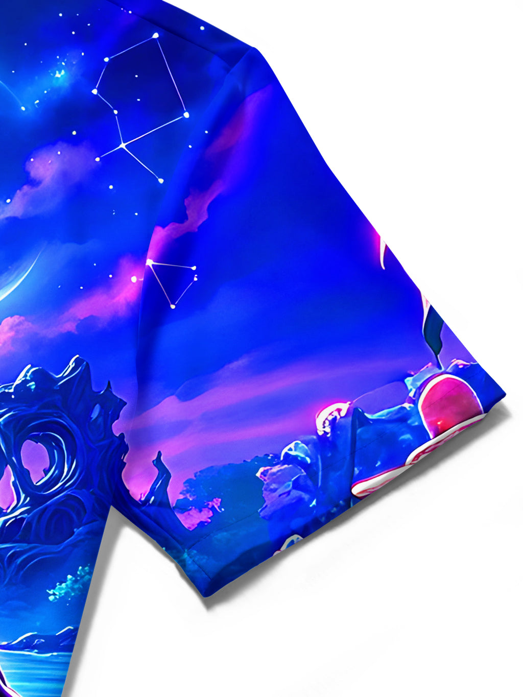 Oceanlyte Men's Short Sleeve Shirt - Purple Flamingo And Underwater Fantasy Scene Print with Chest Pocket
