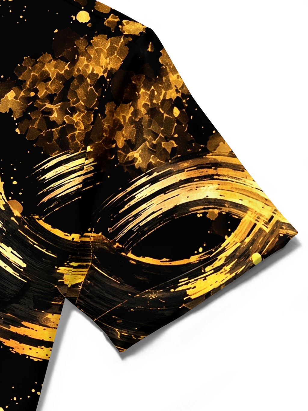 Oceanlyte Men's Short Sleeve Shirt - Abstract Gold And Black Swirls With Splatters Print with Chest Pocket